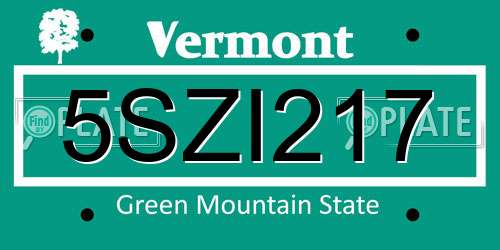 5SZI217 Vermont License Plate