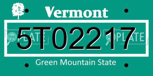 5T02217 Vermont License Plate