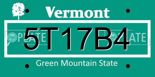 5T17B4 Vermont License Plate