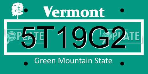 5T19G2 Vermont License Plate