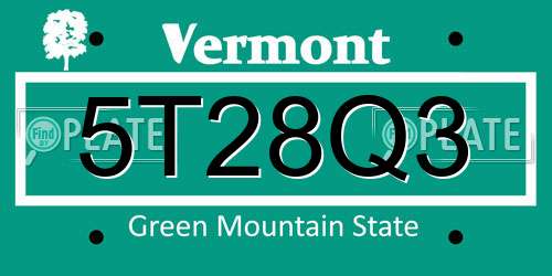5T28Q3 Vermont License Plate