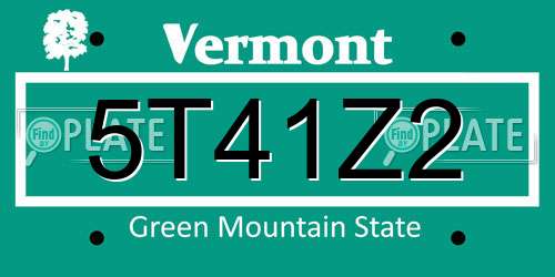 5T41Z2 Vermont License Plate