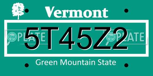 5T45Z2 Vermont License Plate