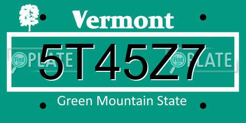 5T45Z7 Vermont License Plate
