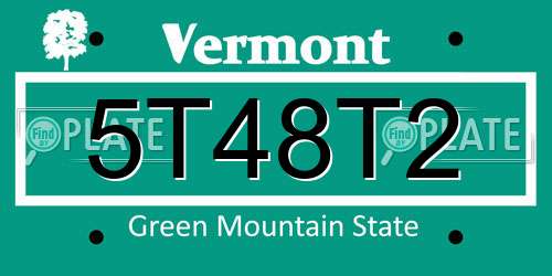 5T48T2 Vermont License Plate
