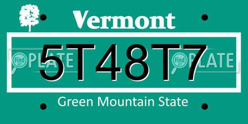 5T48T7 Vermont License Plate