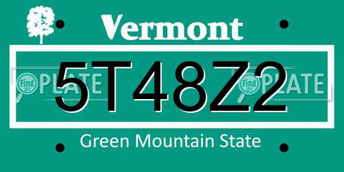5T48Z2 Vermont License Plate