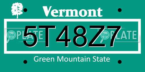 5T48Z7 Vermont License Plate