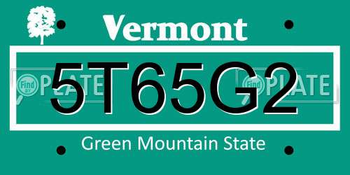 5T65G2 Vermont License Plate