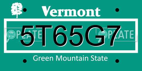 5T65G7 Vermont License Plate