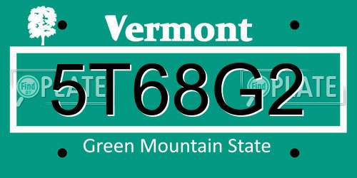 5T68G2 Vermont License Plate