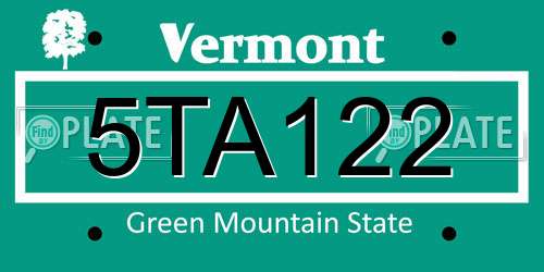 5TA122 Vermont License Plate