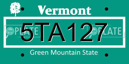 5TA127 Vermont License Plate