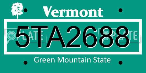 5TA2688 Vermont License Plate