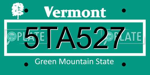 5TA527 Vermont License Plate