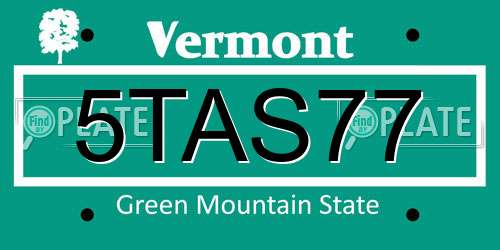 5TAS77 Vermont License Plate