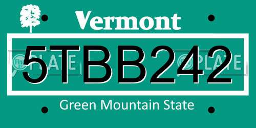 5TBB242 Vermont License Plate