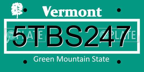 5TBS247 Vermont License Plate