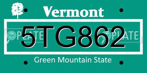 5TG862 Vermont License Plate