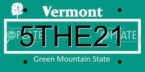 5THE21 Vermont License Plate