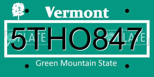 5THO847 Vermont License Plate