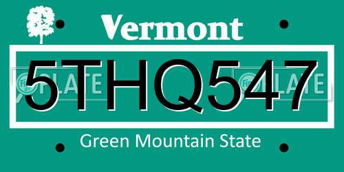 5THQ547 Vermont License Plate