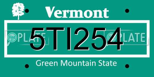 5TI254 Vermont License Plate