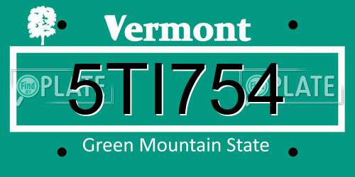 5TI754 Vermont License Plate
