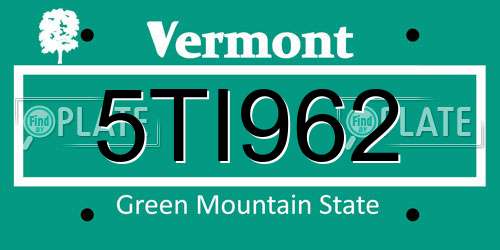 5TI962 Vermont License Plate