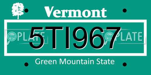 5TI967 Vermont License Plate