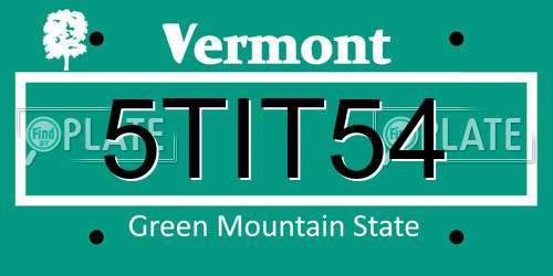 5TIT54 Vermont License Plate