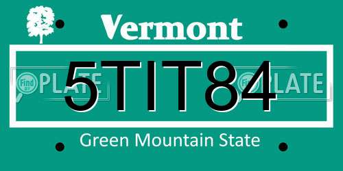 5TIT84 Vermont License Plate