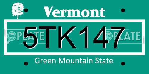 5TK147 Vermont License Plate