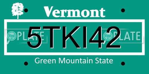 5TKI42 Vermont License Plate