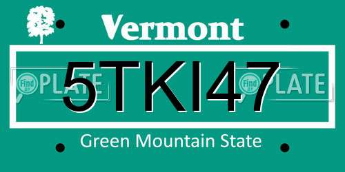 5TKI47 Vermont License Plate
