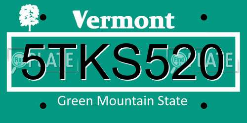 5TKS520 Vermont License Plate