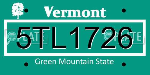 5TL1726 Vermont License Plate