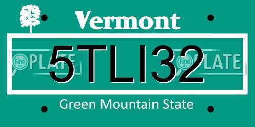 5TLI32 Vermont License Plate