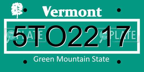 5TO2217 Vermont License Plate