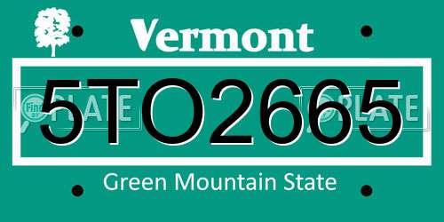 5TO2665 Vermont License Plate