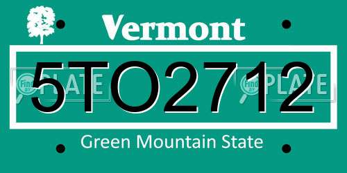 5TO2712 Vermont License Plate