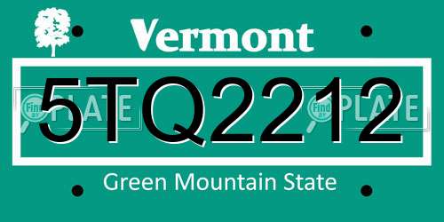 5TQ2212 Vermont License Plate