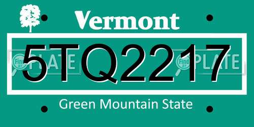5TQ2217 Vermont License Plate