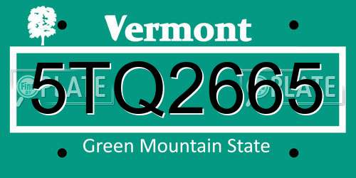 5TQ2665 Vermont License Plate