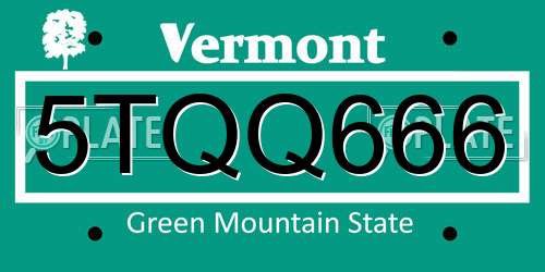 5TQQ666 Vermont License Plate