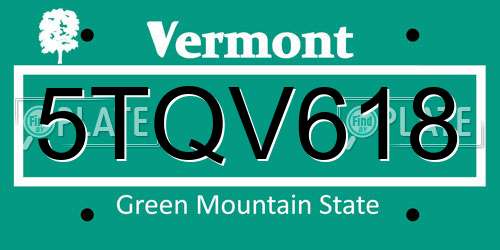 5TQV618 Vermont License Plate