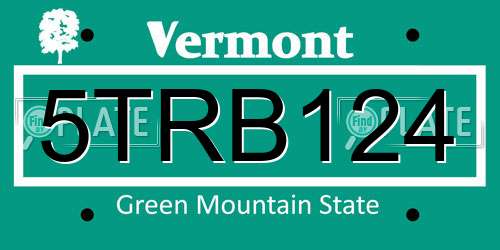 5TRB124 Vermont License Plate