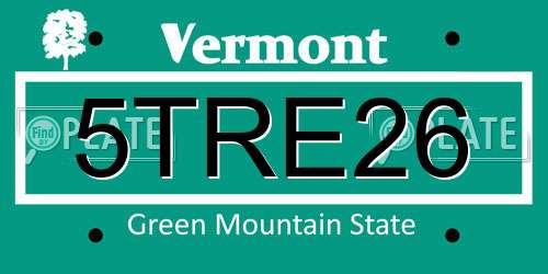 5TRE26 Vermont License Plate
