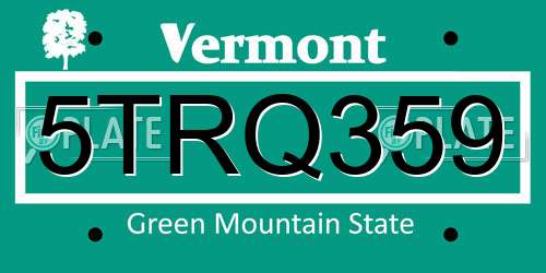 5TRQ359 Vermont License Plate