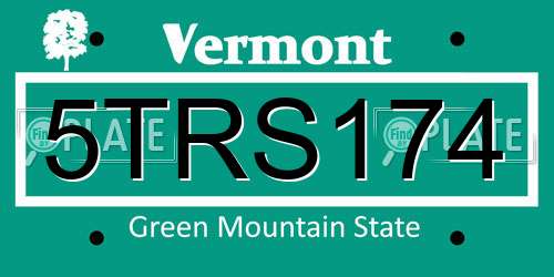 5TRS174 Vermont License Plate